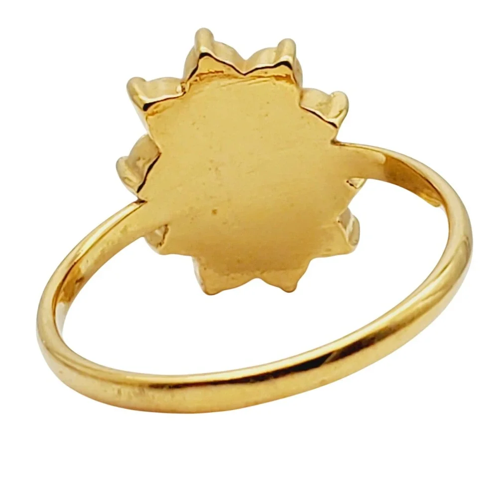Avon Ring Gold Tone Fiery Opalesque Rhinestone Oval Classic Cocktail 8.75 1990s